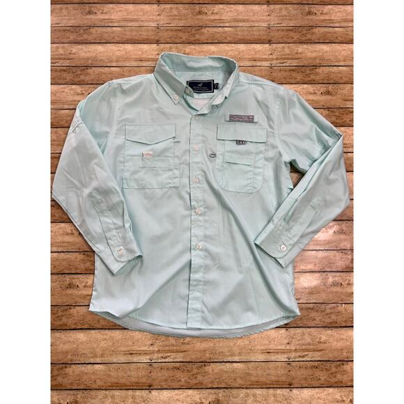 Properly Tied Boys Performance Fishing Shirt Seafoam Light Aqua YS (8) Small - Picture 1 of 3